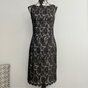 Ann Taylor Sleeveless Lace Midi Dress Size 6 Dark Romance LBD Gatsby Cocktail